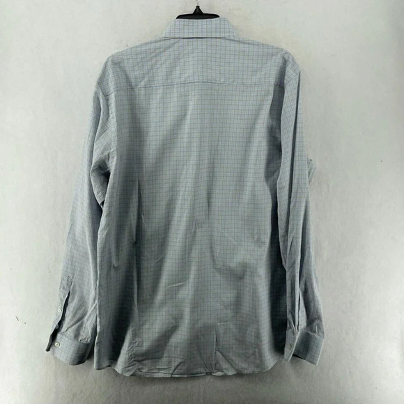 ETON Contemporary Button-Up Shirt Men's Sz 17.5 Blue Plaid Regular Fit Collared - Picture 8 of 12